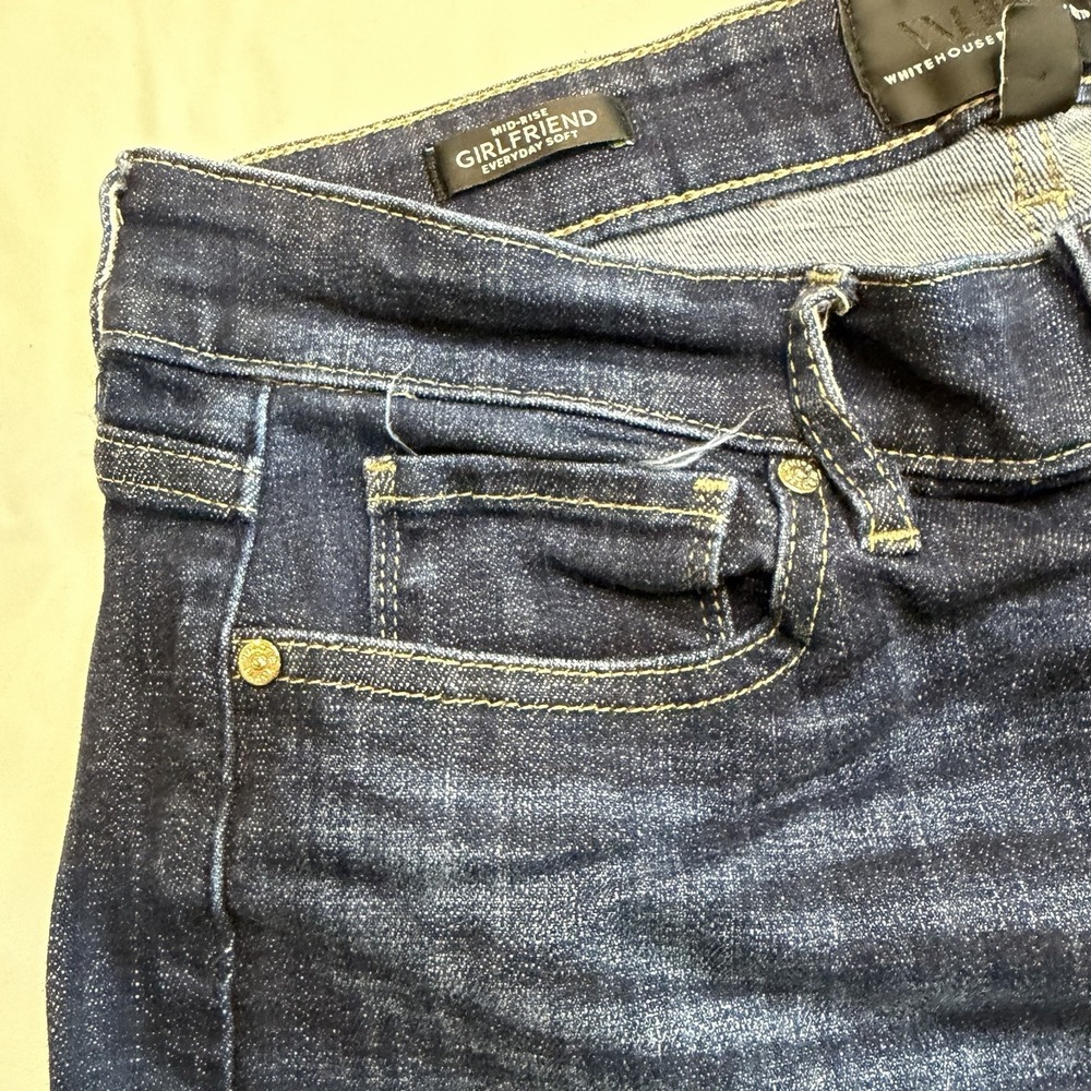 White House Black Market Girlfriend Jeans Blue Mid-Rise sz4 Cotton blend stretch - Picture 13 of 15